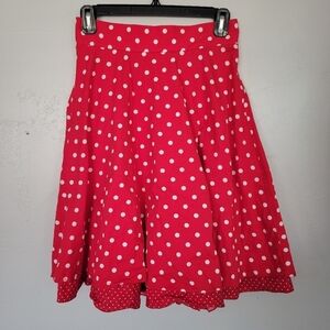 Jody California Women's Small Red White Polka Dot Midi Skirt Knee Length USA
